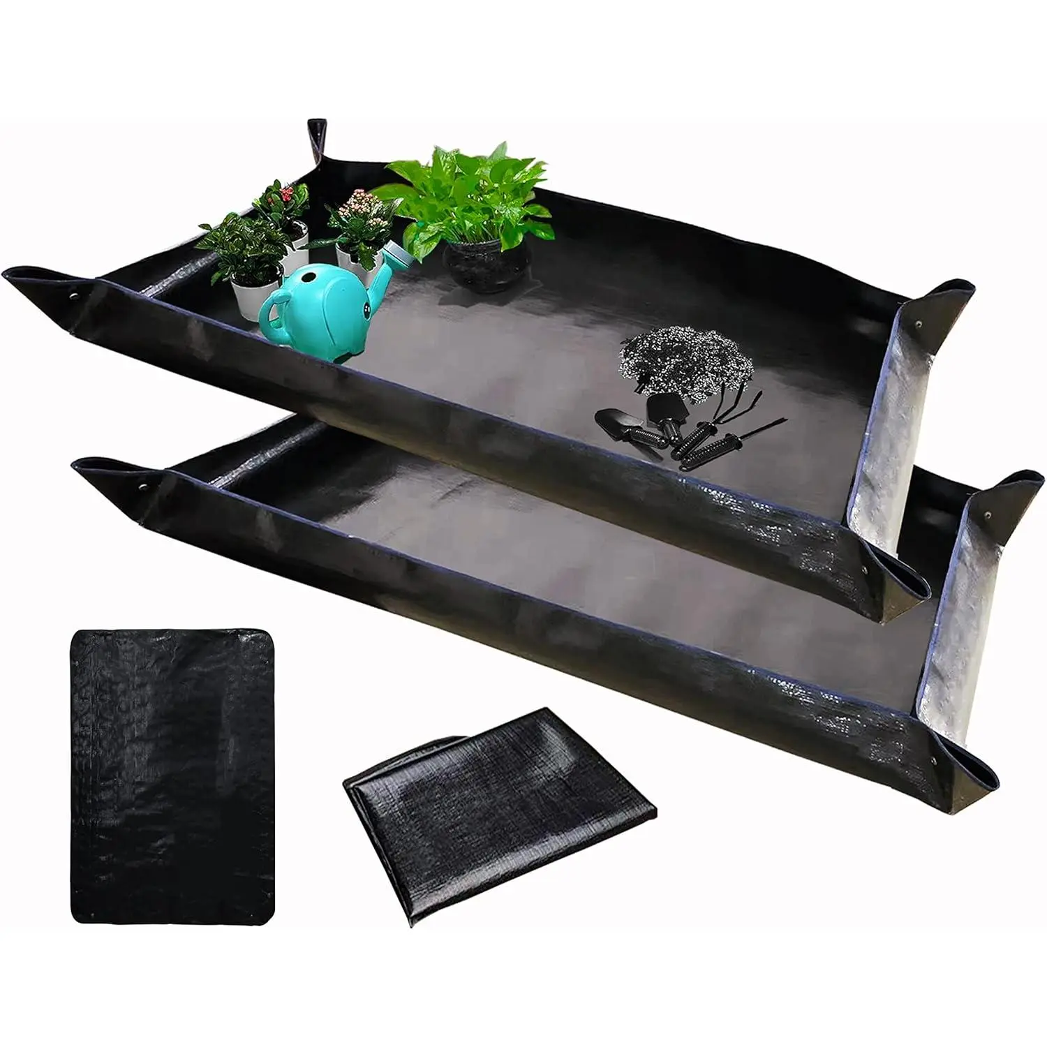 2 count Large Repotting Mat for  Transplanting and Mess Control, 43" X 29" Thickened Foldable   Potting Tray, Portable Potting Mat Gardening Tray for House