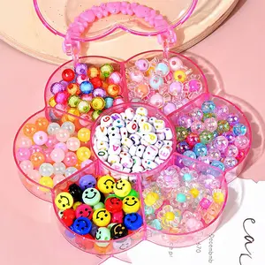 DIY Bead Material Kit Beading Making for Girls Bracelet Gift Necklace Set, Includes Storage Box, Perfect for Daily Style, Easy Organization