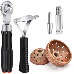 Supkiir Tire Repair Patch Kit Tire Buffing Wheel, 42 mm 55mm Tungsten Steel Buffing Wheel and 6mm Tire Patch Roller with Scraping Cutter for Car Bicycle Truck Tire Grinding Polishing Accessories Kit