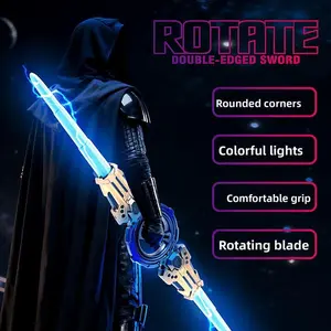 Double-edged flame rotating sword, telescopic lightsaber rotating sword colorful dazzling laser sword, rechargeable toys. SummerToySale LEDLightsaber KidsLightsabe LightSaberToy