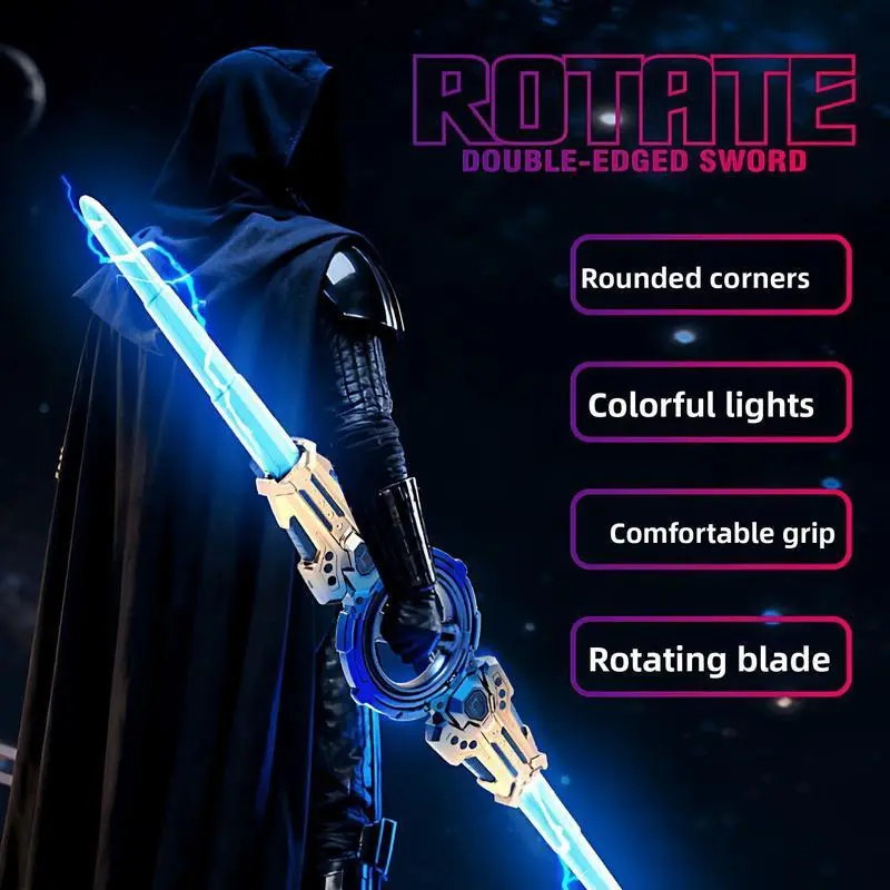Double-edged flame rotating sword, telescopic lightsaber rotating sword colorful dazzling laser sword, rechargeable toys. SummerToySale LEDLightsaber KidsLightsabe LightSaberToy