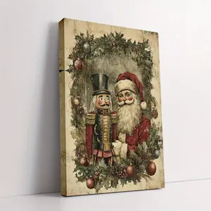 Square Diamond Painting Kit - Nutcracker and Santa Claus Canvas Art - Festive Religious Theme Wall Decoration - 1 Piece 11.8x 15.7inch Frame Diamond Art, Full of Festive Magic - Suitable for Seasonal Room Decoration
