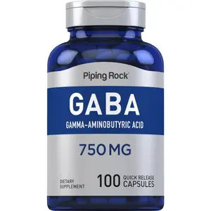 Piping Rock GABA Supplement | 750mg Capsules | 100 Count | Gamma-Aminobutyric Acid | Non-GMO, Gluten Free