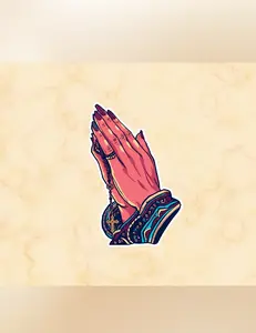Praying Hands Rosary Sticker | Chicana Prayer Sticker | Faith Sticker | La Muñeca Dorada