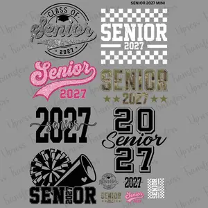 Senior 2027 Mini DTF Transfer Gang Sheet 24.5" x 36" Direct To Film for DIY Enthusiasts Vibrant Custom Options Cozy Handmade Aesthetic Festive Design