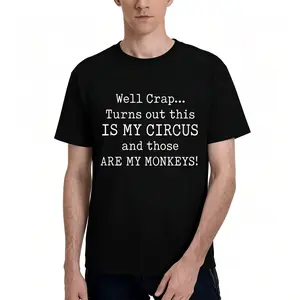 Men’s Comfort Cotton Circus Monkeys Saying Graphic T‑Shirt, Casual Short Sleeve Everyday Wear Top