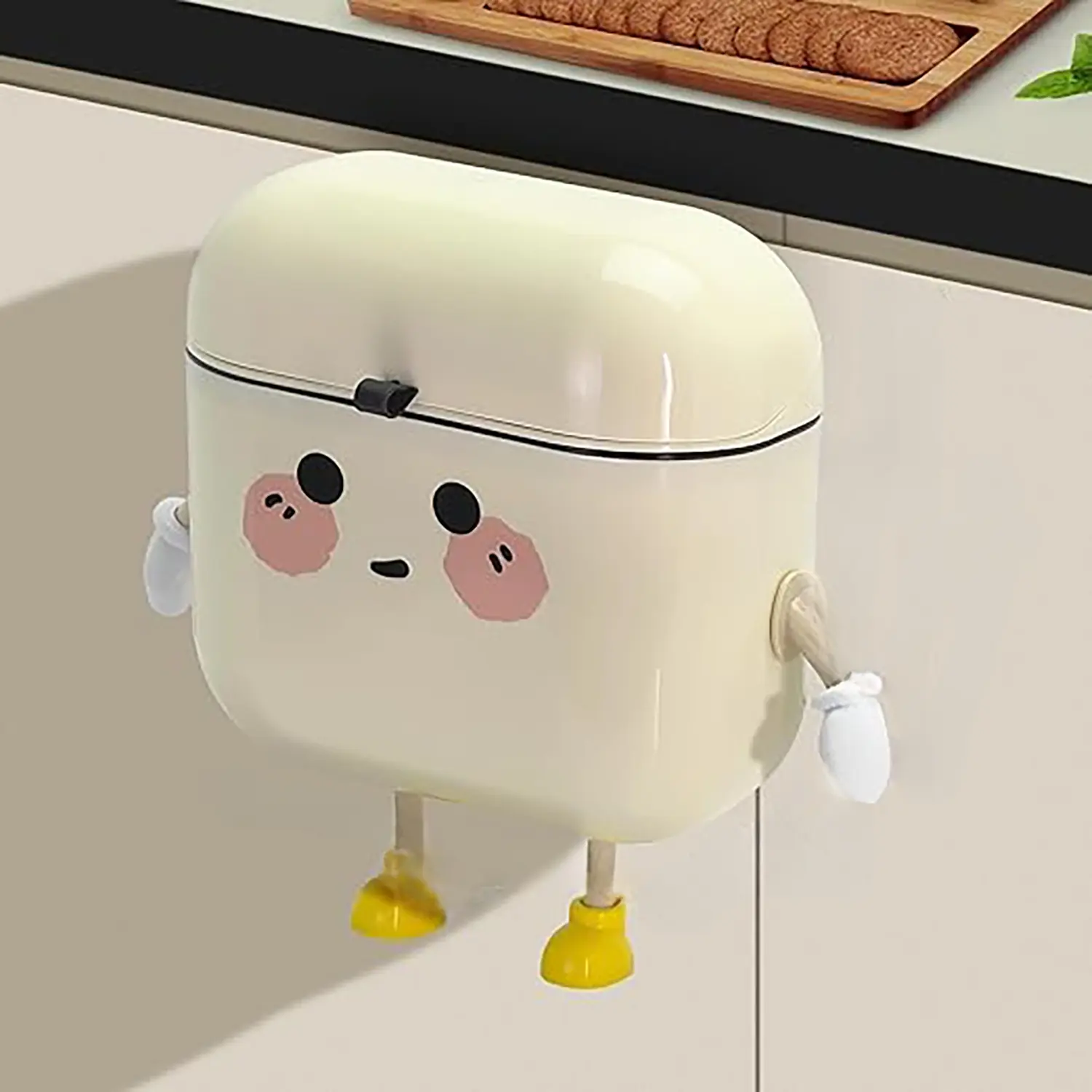 Bathroom trash can, household creative large-capacity wall-mounted Trashcan With Lid for living room and kitchen Creative Waste Bin Trash Bins