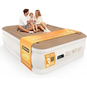 Air Mattress Queen with Built-in Pump – 18" Raised Inflatable Mattress with High-Speed Pump, Durable Blow Up Mattress, colchón inflable, Carry Bag, Comfy Air Bed Perfect for Guests, Glamping, Moving