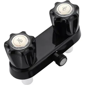 RV Shower Faucet, 4 inch RV Camper Shower Faucet Valve Diverter Replacement with Dual Acrylic Control Knobs for RV Camper Van Travel Trailer Outside and Inside Bathroom, Black