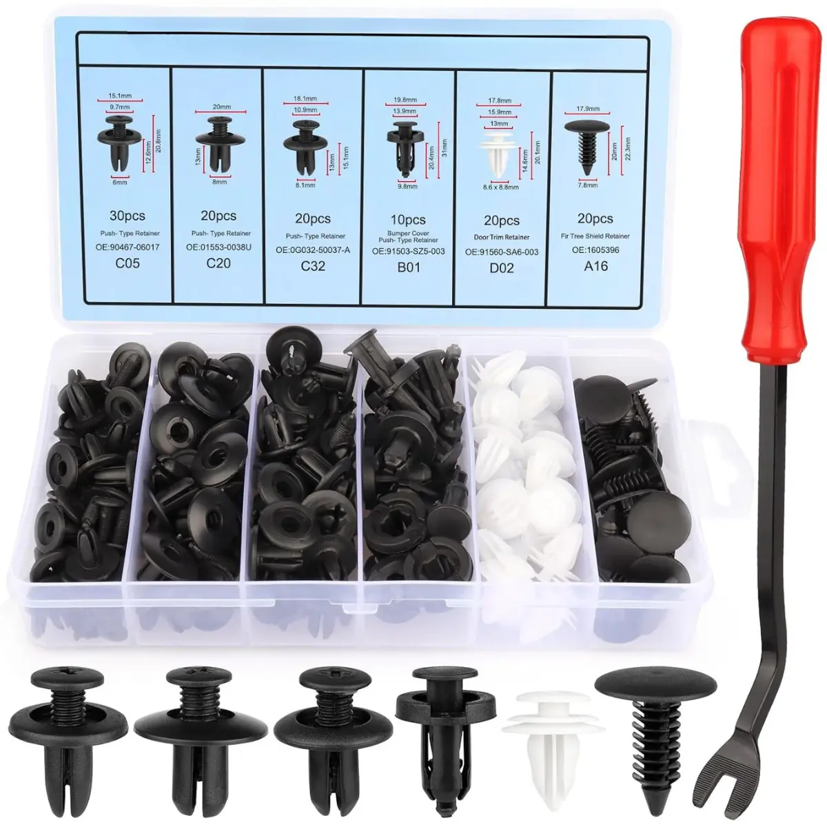 [New Deal] 120PCS Car Clips - Plastic Rivets Car Accessory with 6 Popular Sizes, Interior & Body Screw for Bumper Replacement Parts, Compatible with Most Automotive Vehicle Models