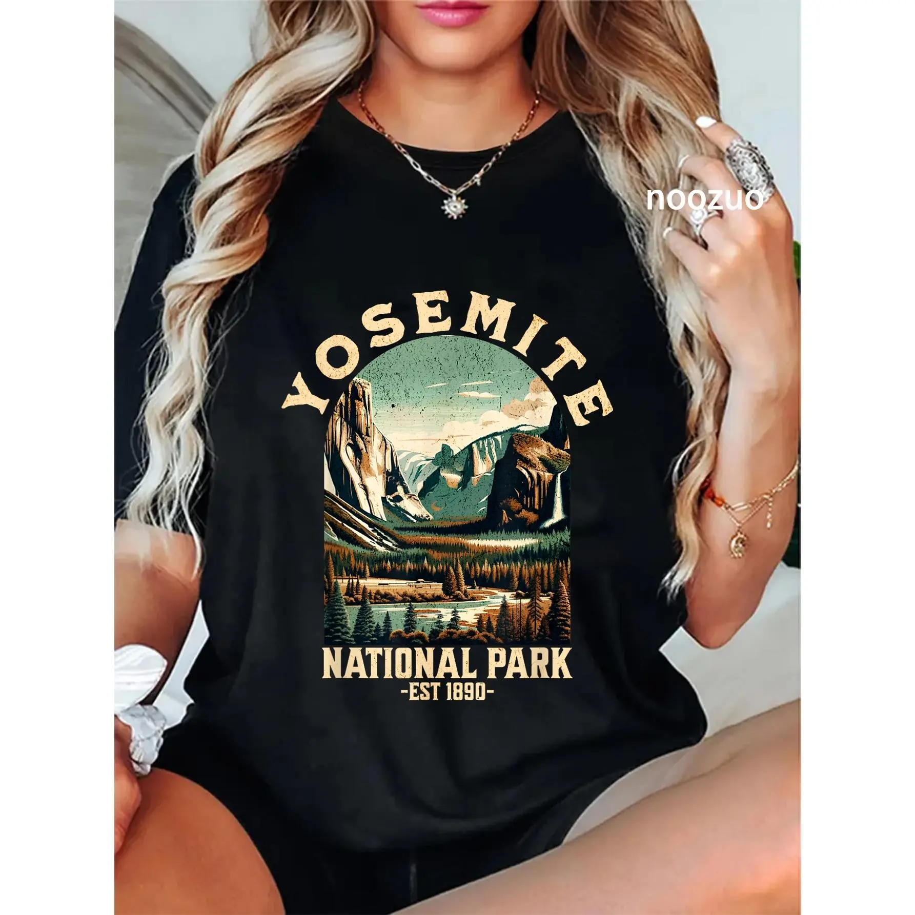 100% Cotton Retro Yosemite National Park USA Vintage Hiking T-Shirt