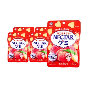 FUJIYA NECTAR Peach Gummy Candy 48g x 5 Pack - Real Fruit Juice Heart Shape Snacks