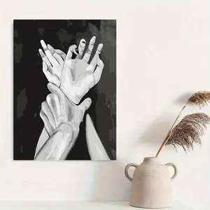1pc Passionate Hand Painted Adult Set DIY Black and White Hand Canvas Print Artwork for Living Room, Bedroom, Bathroom, Cafe, Home Decoration, Perfect Gift for Valentine's Day, Easter, Thanksgiving, Christmas, Halloween canvas wall art