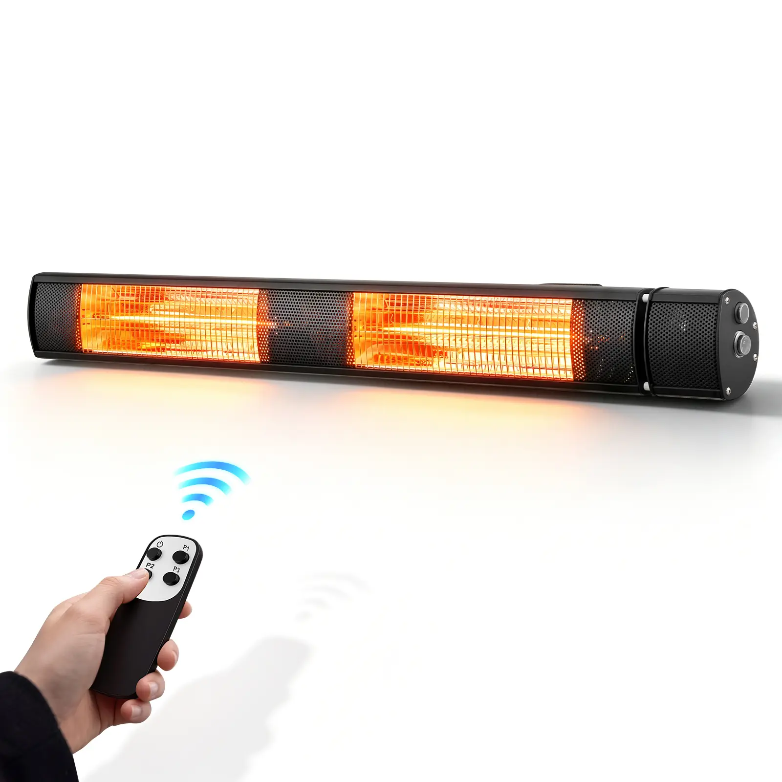 VEVOR Infrared Heater 3000W Electric Space Heater for Outdoor Use Black, Remote & Mechanical Switch Control, 3 Heat Settings, Aluminum Alloy & Cold-Rolled Steel, for Patios, Backyards, Balconies