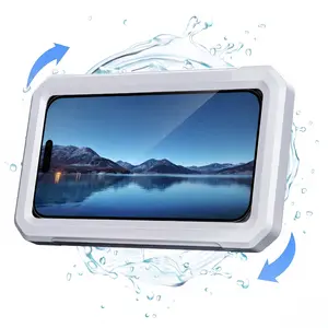Shower Phone Holder Waterproof - 480° Rotatable Retractable Adjustable Shower Stall iPhone Case Holder, Bathroom Wall Phone Mount Stand Water Proof Anti Fog, Accessories for 4-7" Cellphones