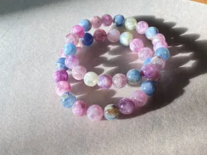 AAAA grade  natural colorful mix Lepidolite bracelet, Mica Rutilated Quartz gift for her,birthday gift dainty meditation crystal bracelet