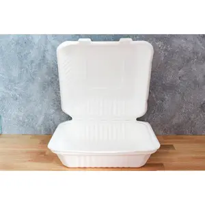 9" x 9" Molded Fiber Clamshell (200pcs) | Compostable | PFAS-Free