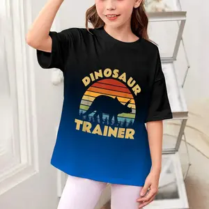 Dinosaur Trainer Halloween Costume Retro Sunset Dino Outline T-Shirt