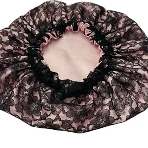Msmakeit Lace Bonnet lined with premium Satin adjustable  style (L) Bonnet Made with Premium Fabric, Sleeping Night Cap Hair Bonnet Soft and Comfortable