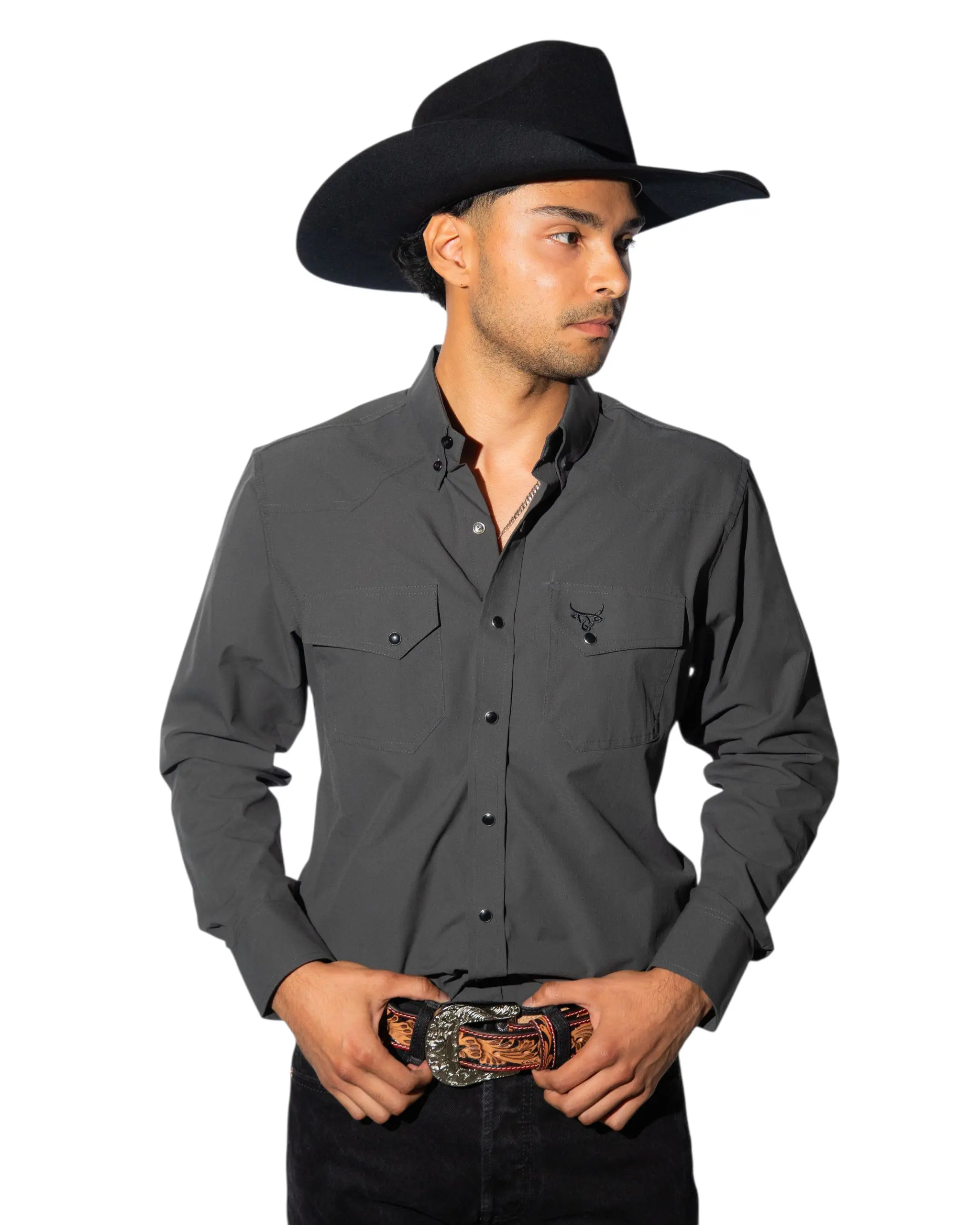 Charcoal Grey Button Down - Long Sleeve Shirt