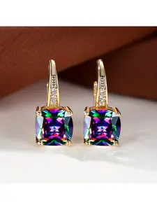 A pair of elegant and fashionable square women's earrings and earrings suitable for parties, banquets, engagements, ladies' jewelry, Christmas gifts, Chic Gorgeous Jewelry, High Quality Earrings