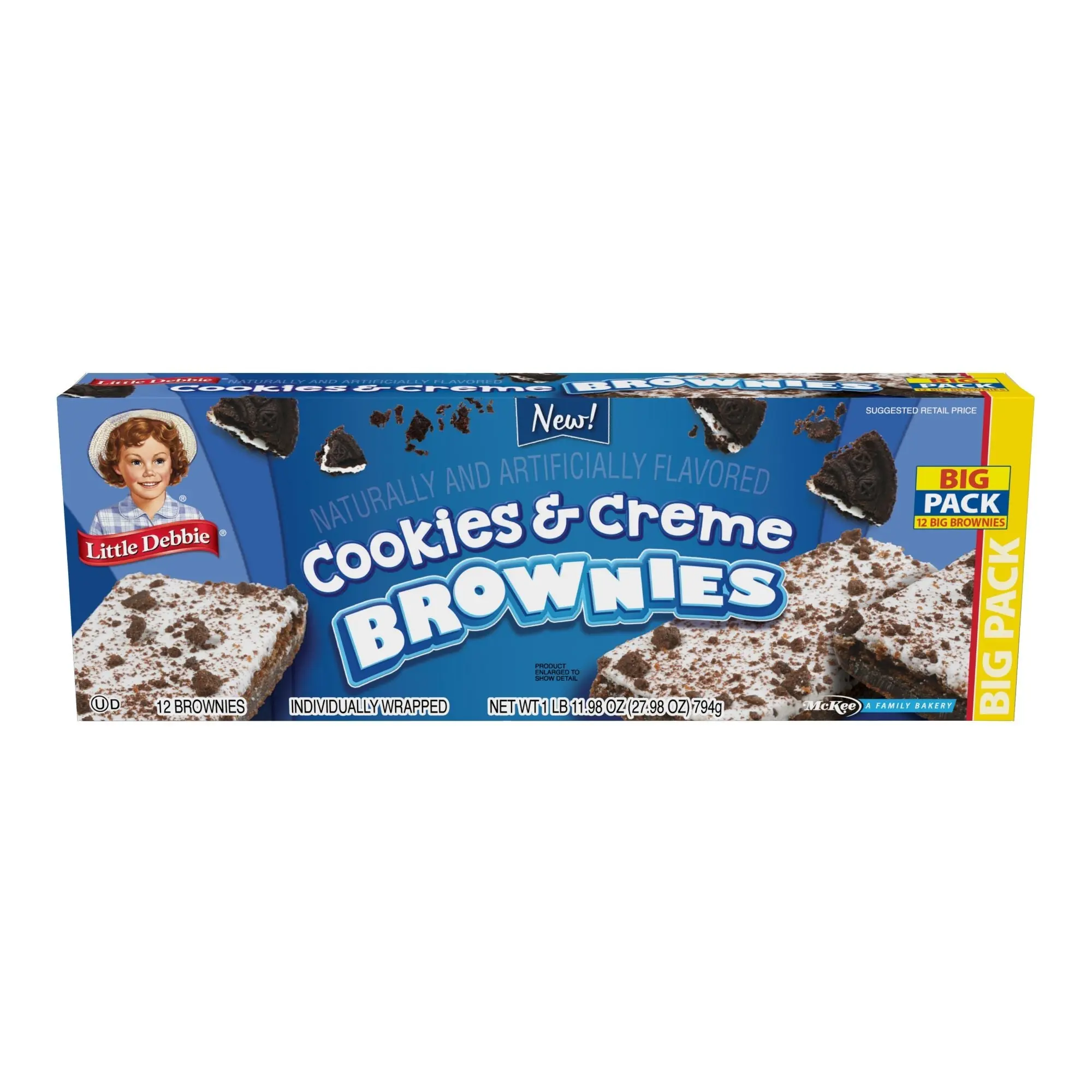 Little Debbie Cookies and Creme Brownies, Big Pack Snack Cakes, 12 ct.