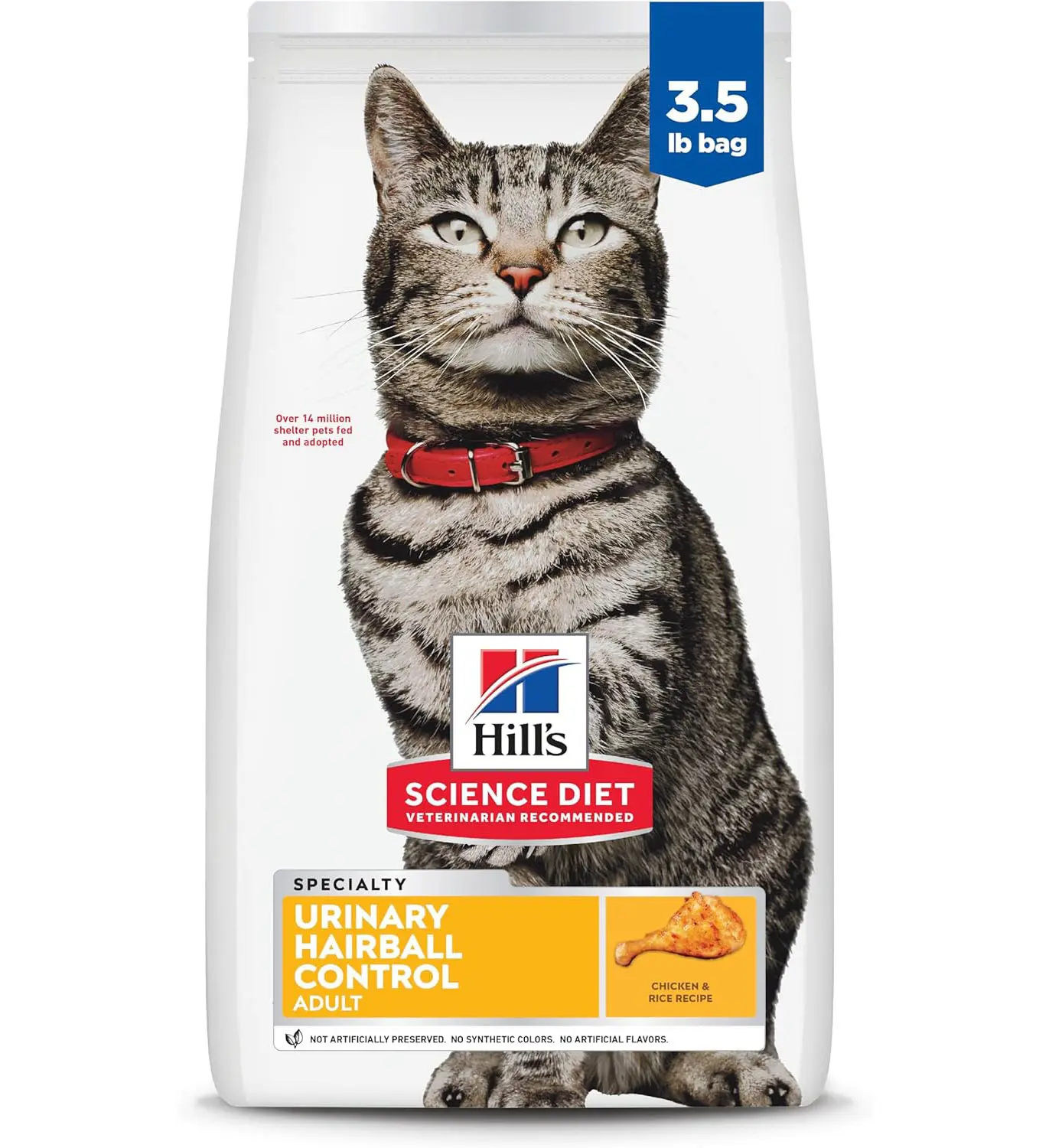 Adult Urinary & Hairball Control Dry Cat Food, Chicken, 3.5 lb. Bag