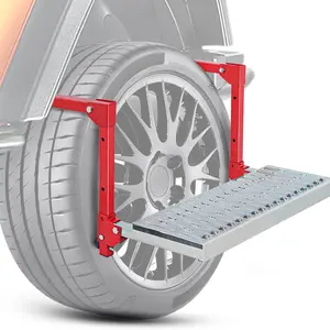Nilight Heavy-Duty Folding Metal Tire Step, Anti-Slip Steel Surface, 10-15in Adjustable Width & Height, 5 Different Positions, 350 lbs Capacity, Easy Install & Adjust, Cars Accessories for SUV/RV, Red Father’s Day Gift, Vehicle Accessories, Truck Accessor