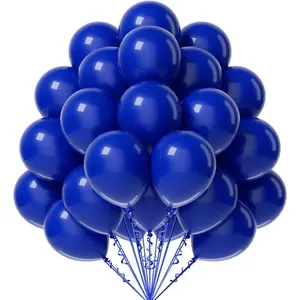 FOTIOMRG Royal Blue Balloons 12 inch, 50 Pack Royal Blue Latex Party Balloons Helium Quality for Birthday Graduation Baby Shower Baseball Nautical Wedding Party Decorations (with Blue Ribbon)