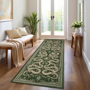 Vintage Snake Print Long Rug Mat, Vintage Runner Rug, Soft Plush Non-Slip Carpet, Home Decor for Living Room Hallway Bedroom