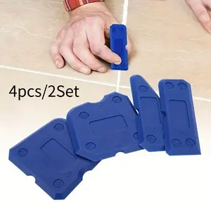 2Sets Multi-functional Silicone Sealant Scraper Set, Caulking Tool Kit with 4 Pieces for Bathroom and Kitchen