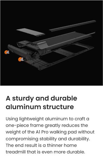 WalkingPad  A1 Pro foldable Heavy-Duty Under Desk Treadmill with Full Body-Fold Technology, 300 lb user weight   —Folds in Half, Built to Last