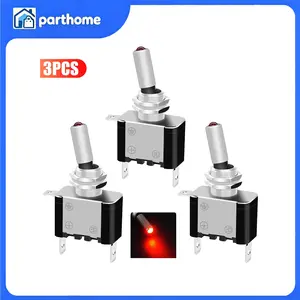 3X Car Rocker Toggle Switch Control ON/OFF 12V 20A Red LED Light Marine Boat ATV