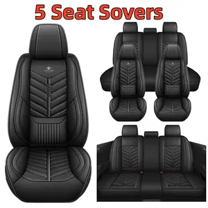 Full Coverage Protection Car Seat Covers Waterproof Wear-Resistant PU Leather for 5 Seats Universal All Seasons Easy Clean