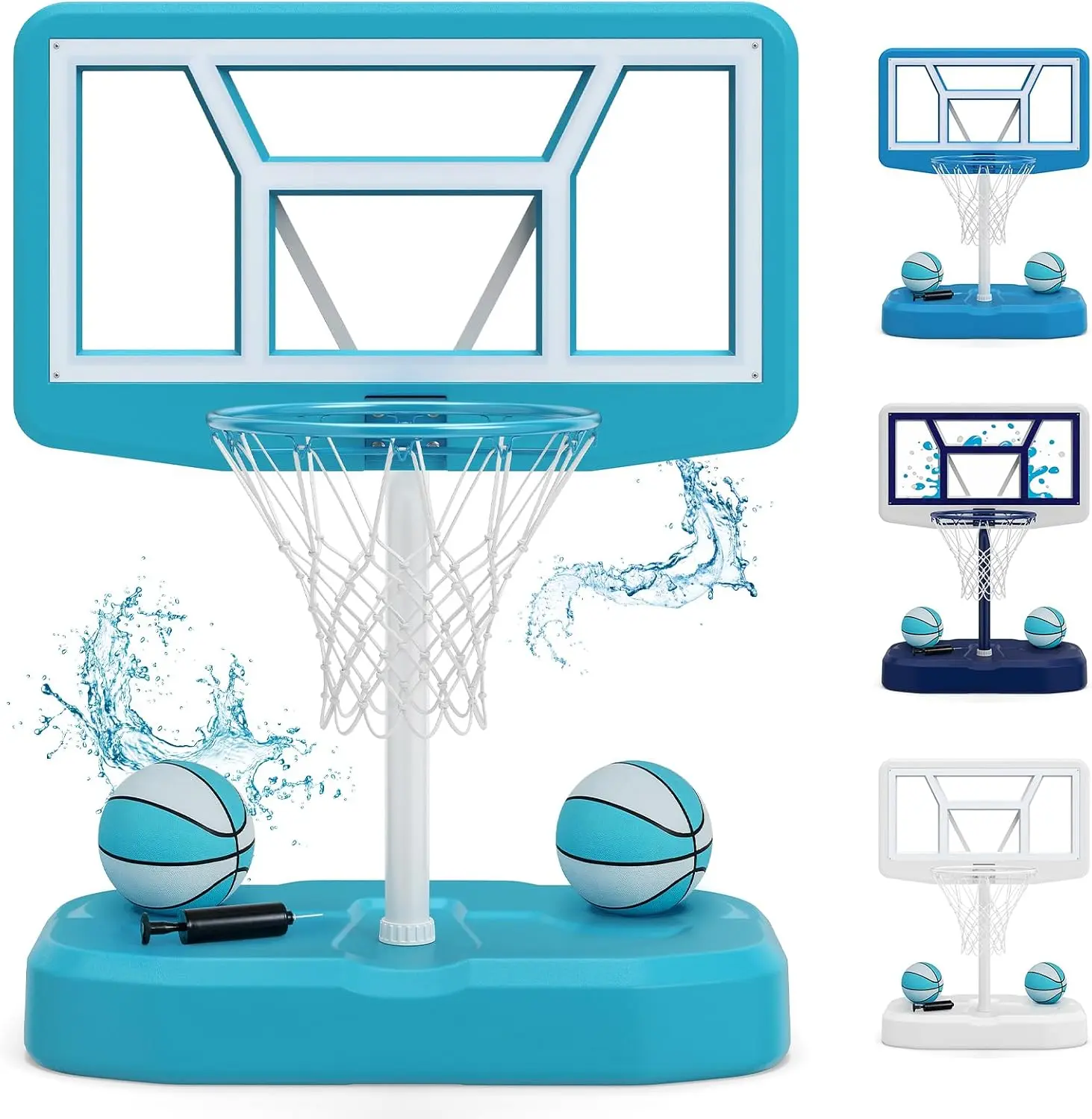 Costzon Pool Basketball Hoop w/42'' PC Backboard, 2 Balls, Pump | Shatterproof Outdoor Swimming Poolside Basketball Goal System with 200 LBS Weighted Base tiktokshopbacktoschool