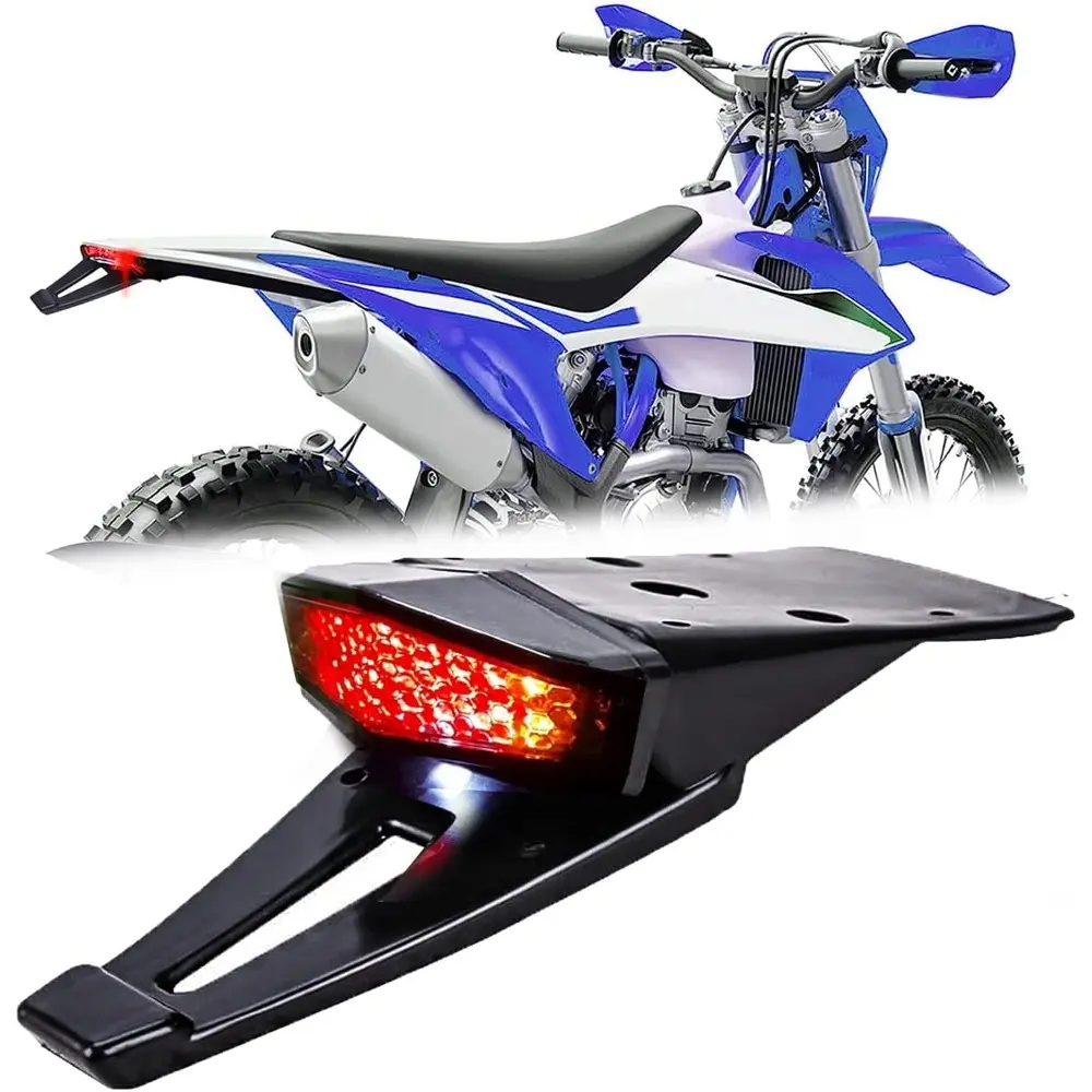 Black 3 Rear Fender 12V LED Tail Light - Motor Parts Accessories with Brake Lamp, Turn Signals, LED Backlights, Motorcycle Flash Light for Off-road Motorcycle, Motocross Dirt Bike