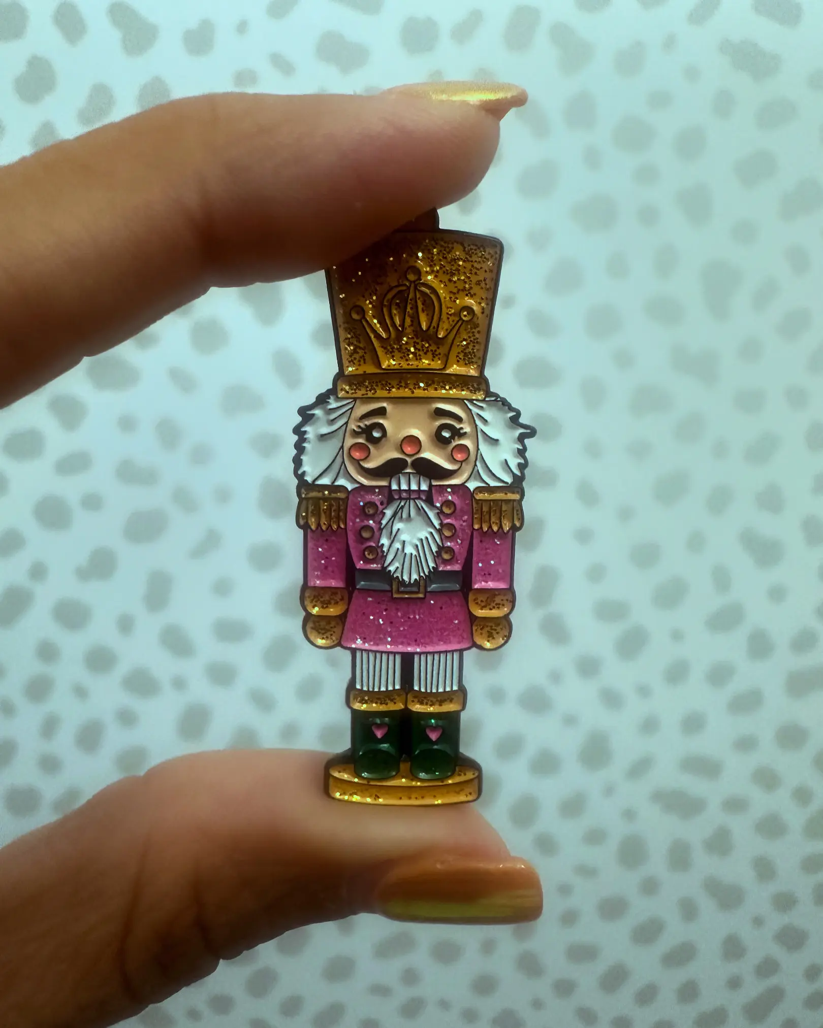 2 Inch Nutcracker Pin with Glitter Accents - Christmas Fashion Accessory