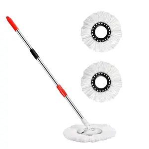 61 Inch Lengthening Extendable Mop Pole with 2pcs Microfiber Mop Heads, Long Handle Wall Mop for Household Cleaning Items(without bucket)