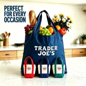 3pcs-1pc-Foldable Reusable Grocery Bag with Mini Tote Organizer Pouch, Lightweight Shopping Bag for Women, Portable Eco Tote with Small Canvas Insert for Travel, Storage and Daily Use