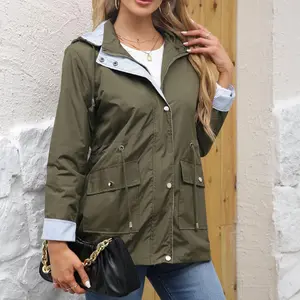 Short Trench Coat Slim Fit Stylish Outerwear High Quality Material Lightweight Fashionable Clothes for Women Versatile Easy to Wear Perfect for All Seasons Ideal for Casual and Formal Occasions Style Adjustable