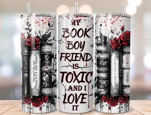 20 oz Skinny Tumbler Book Boyfriend Toxic