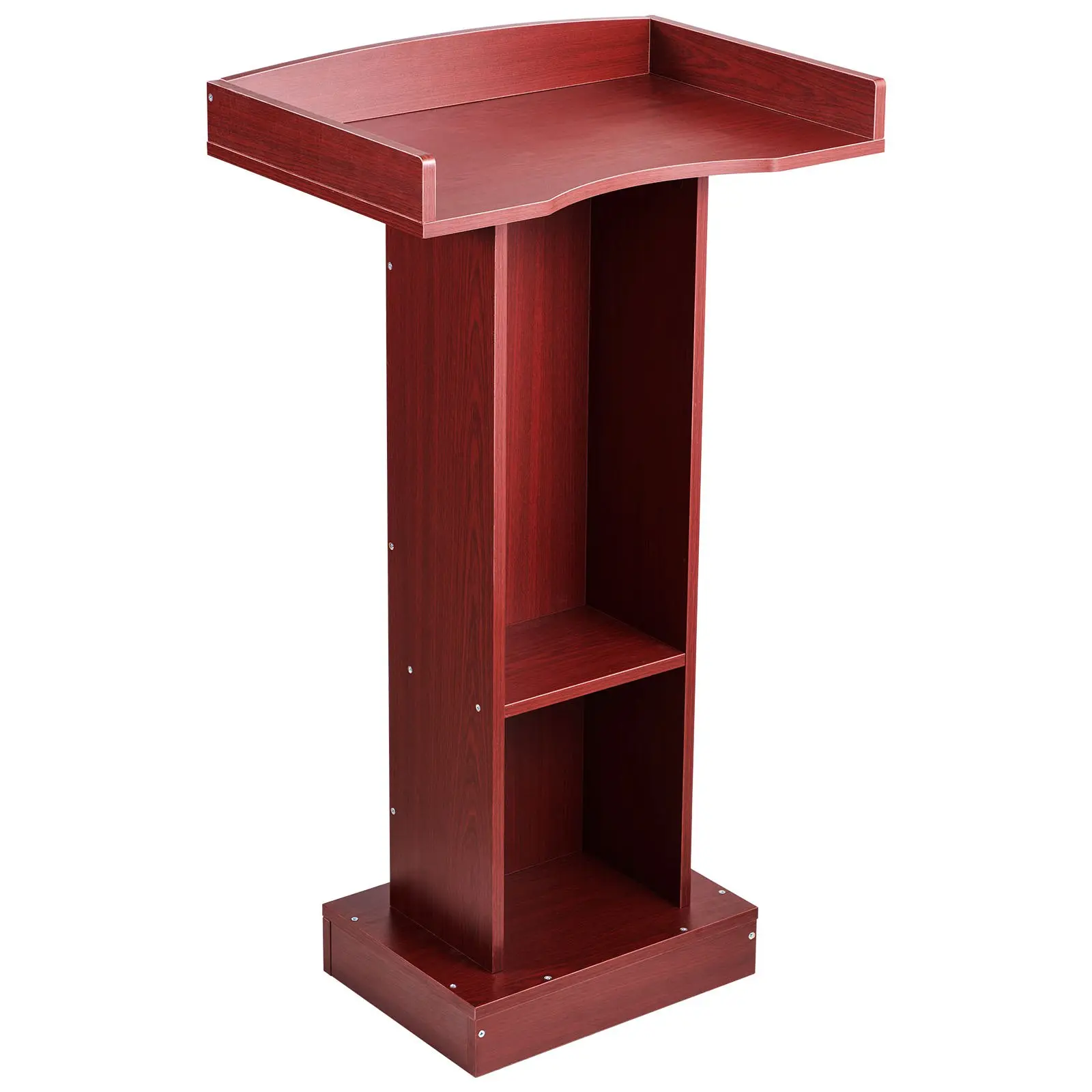 【Summerfinds】VEVOR Sturdy Standard-41 Inch 41.34-in Tall Wooden Lectern Podium Stand, Modern Wood Writing Desk with Wide Reading Surface, Storage Shelves, Edge Stopper, Quick Set-Up for Classroom, Computer Working Desk, Church