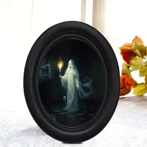 Mysterious Ghost Art Painting, Firestick Spirit Desktop Decoration, Aesthetic Oval Frame, Gothic Home Decor, Unique Gift for Mystery Lovers, Wall Art Decoration