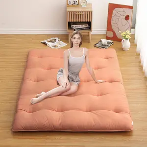 【GARVEE】Full Size Futon Mattress 54" x 80" Japanese Floor Mattress Tatami Mat Foldable Floor Bed Roll Up Mattress for Camping, Dorm, RV Travel, Suitable for Adults and Kids, Coral Color