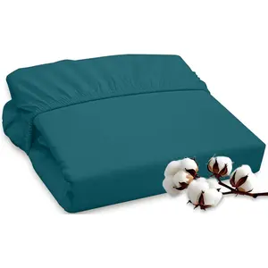 300 Thread Count  Long Staple Combed Cotton Fitted Sheet Full - Super Soft Deep Pocket Bottom Sheet - Fitted Sheets Only - Elastic Sheets (Full, Teal)