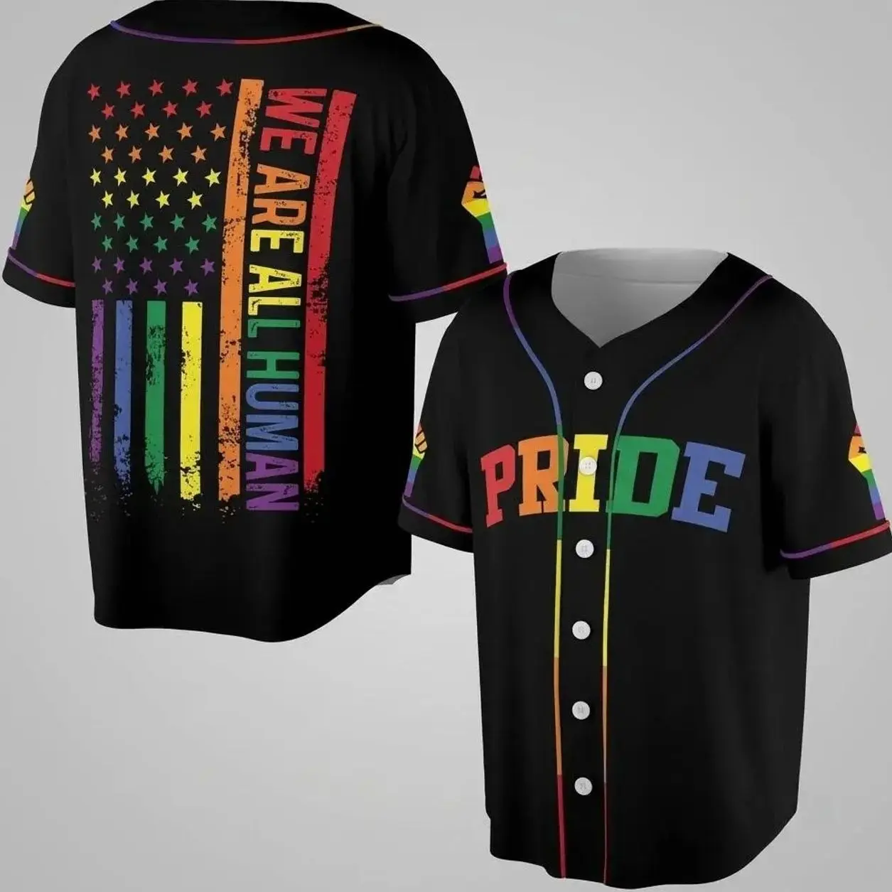 🌈We Are Human Rainbow Pride Month LGBT Team Unisex Baseball Jersey, Gift of Pride, Equality Gifts