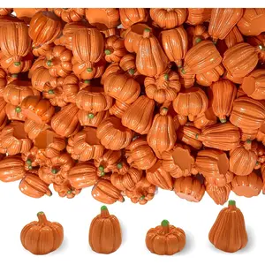 100Pcs Mini Pumpkins for Crafts, Resin Small Pumpkin Decor, Decorative Miniature Pumpkin, Fake Tiny Orange Pumpkins for Decorating in Bulk for Vase Filler, Fall, Thanksgiving, Halloween