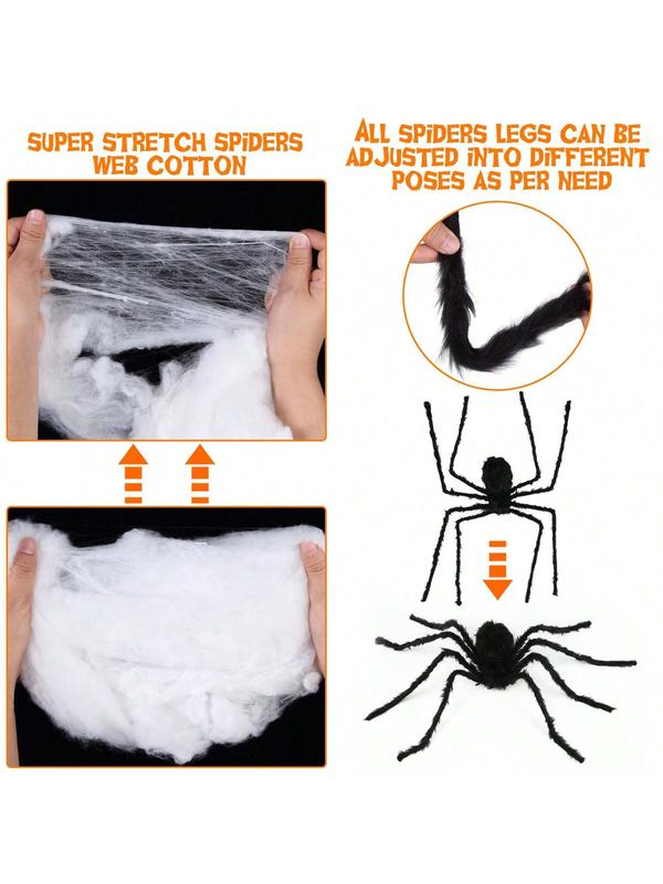 50" Giant Voice Control Toy - Realistic Hairy - Halloween Set With 12ft Web,Halloween Spiders Decorations 20 Pc Scary Fake For Halloween Decorations - Indoor And Outdoor