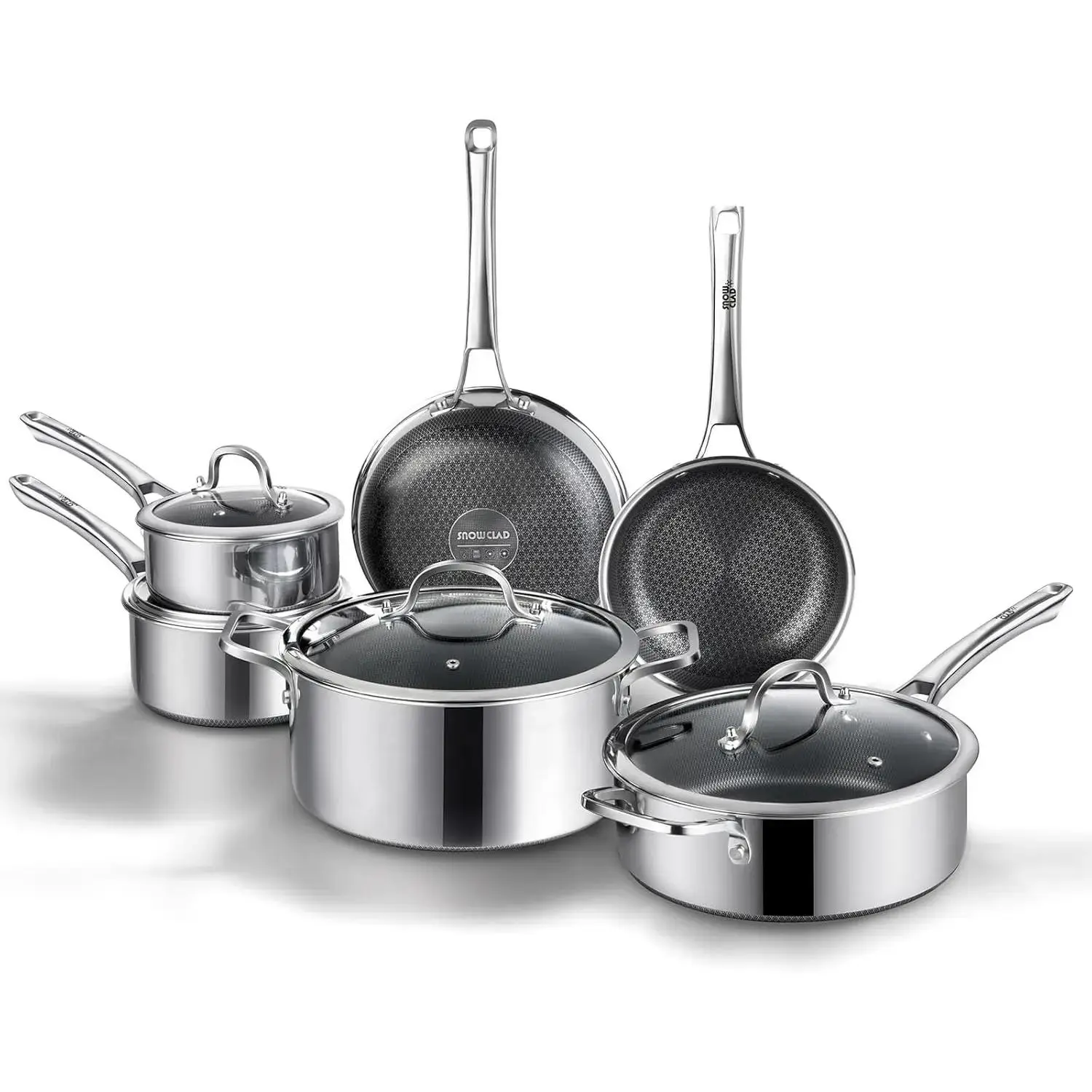 10-Pcs & 14-Pcs Hybrid Cookware Set with Lids – Nonstick Stainless Steel Pots and Pans Set, Dishwasher Safe, Induction Ready, Non-Toxic & PFOA Free #SummerWins