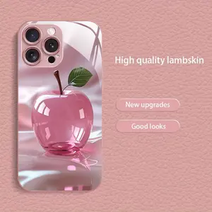 Pink Crystal Apple New for iPhone 16/16 Pro/16 plus/16 Pro Max/15/15 Pro/15 Pro Max/14/14 Pro/14 plus/14 Pro Max/13/13 pro/13 Pro Max/13 Mini/Metallic Paint/Xr/X/7 Pink Phone Case Tempered Glass, mobile Phone Accessories